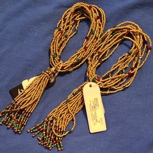 Pair Of RELATIVITY Stretch Seed Bead Tassel Bracelets NEW Boho Fairycore NWT